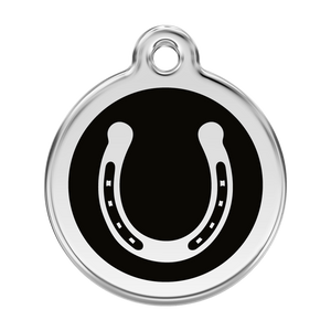 Horse Shoe Black roestvrijstalen hondenpenning large/groot dia. 3,8 cm - RedDingo