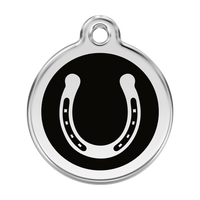 Horse Shoe Black roestvrijstalen hondenpenning large/groot dia. 3,8 cm - RedDingo - thumbnail