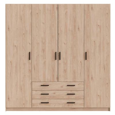 Leen Bakker - Kledingkast Sprint 4-deurs - Eikenkleur - 200x196x50 Cm - Spaanplaat - Bruin
