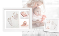 Baby Fotolijst - Klei Afdruk Hand/Voet - Kraamcadeau - 3D Collage - 54 extra letters - thumbnail