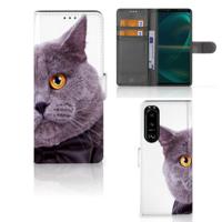 Sony Xperia 5III | Telefoonhoesje | Met pasjeshouder | Kat