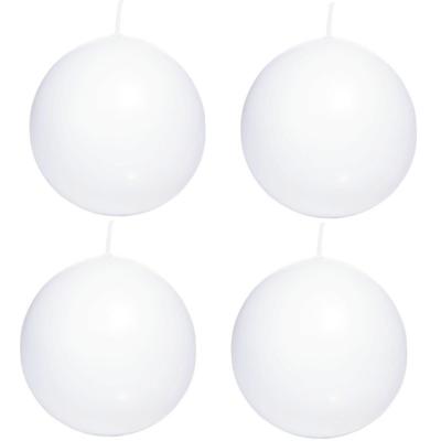 Trend Candles Bolkaars glad - 4x - wit - 8 cm - 25 branduren - ronde kaarsen
