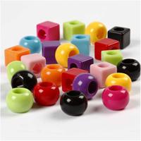 Creativ Company Plastic kralen, afm 11 mm, gatgrootte 7 mm, ca. 60 stuk, diverse kleuren, 75 gr, 150 ml/ 1 doos