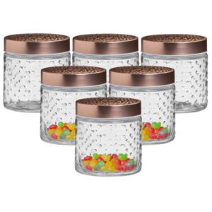 Voorraadpot/bewaarpot Blair - 6x - 500 ml - glas - koperen deksel - D11 x H13 cm