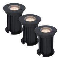 Set van 3 Maisy LED Grondspots Rond - Dimbaar - GU10 - 2700K warm wit - 4 Watt 345 lumen - Rond - Ø12cm - Tuinspot - Oprit - Zwart - IP67 waterdicht