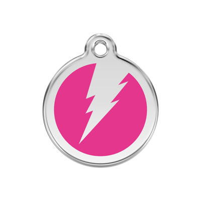 Flash Hot Pink roestvrijstalen hondenpenning medium/gemiddeld dia. 3 cm - Reddingo