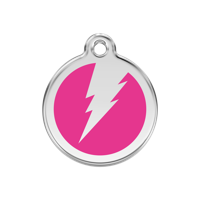 Flash Hot Pink roestvrijstalen hondenpenning medium/gemiddeld dia. 3 cm - Reddingo