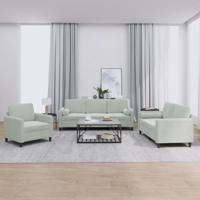 3-delige Loungeset met kussens fluweel lichtgrijs