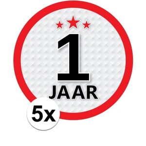 5x 1 Jaar leeftijd stickers rond 15 cm verjaardag versiering