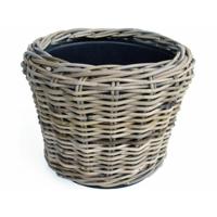 Planten/bloemen mand - rotan - gevlochten riet - D36 x H28 cm - drypot - plantenpot Planten/bloemen mand - rotan - gevlochten riet - D36 x H28 cm - drypot - plantenpot
