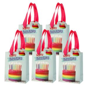 Set van 12x stuks papieren verjaardag giftbags/cadeau tasjes Happy Birthday 11 x 14 x 6 cm