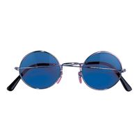 Hippie Flower Power Sixties ronde glazen zonnebril blauw   - - thumbnail