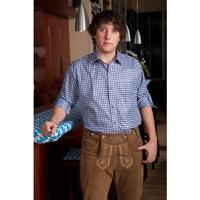 Slimfit Tiroler blouse blauw/wit