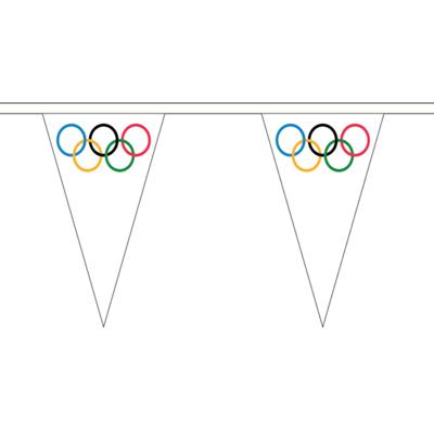 Olympische Spelen vlaggenlijn - 5 meter - puntvlaggetjes - polyester - binnen / buiten