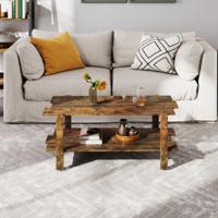 Koffietafel met 2 Lagen Salontafel met Opbergplank Rechthoekige Accenttafel voor in de Woonkamer Draagvermogen 120 kg Bruin/Zwart Koffietafel met 2 Lagen Salontafel met Opbergplank Rechthoekige Accenttafel voor in de Woonkamer Draagvermogen 120 kg Bruin/Zwart