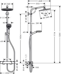 Hansgrohe Crometta S 240 1jet Showerpipe Met Thermostaat Ecosmart Chroom