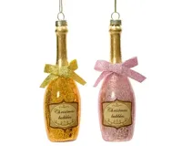 Decoris kersthanger glas fles christmas bubbels met strik - assortiment