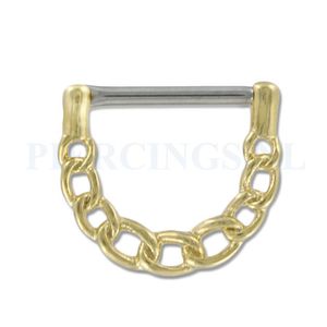 Tepelpiercing klik goudkleurig ketting