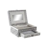 Doos-Juwelenkistje Home ESPRIT Zilverkleurig Natuurlijk Hout Aluminium 17,5 x 12,5 x 8,5 cm