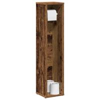 Badkamerkast met rolhouder oud hout 20,5x20x90 cm