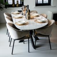 Richmond Organische Eettafel 'Trocadero' Marmer, 220 x 100cm, kleur Wit