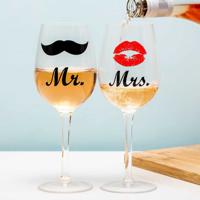 Wine glass with Kiss and Moustache