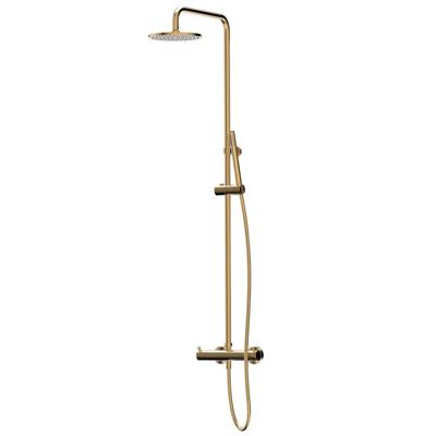 Regendouche set Xenz Duero | Opbouw | 20 cm | Thermostaatkraan | Telescopisch | Goud geborsteld