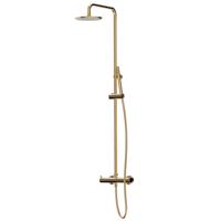 Regendouche set Xenz Duero | Opbouw | 20 cm | Thermostaatkraan | Telescopisch | Goud geborsteld