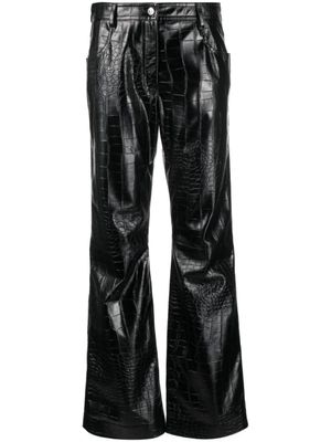 MSGM pantalon droit à effet peau de crocodile - Noir