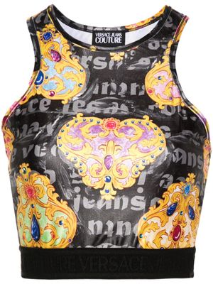 Versace Jeans Couture haut crop à imprimé - Noir