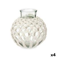 Vaas Gift Decor Wit Transparant Stof Glas Macramé 25 x 26,5 x 25 cm (4 Stuks)