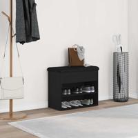 Schoenenbank met opslag Zwart 60 x 30 x 48 cm Bewerkt hout