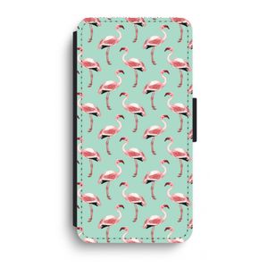 Flamingoprint groen: iPhone XR Flip Hoesje