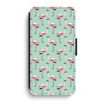 Flamingoprint groen: iPhone XR Flip Hoesje