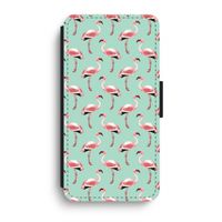 Flamingoprint groen: iPhone XR Flip Hoesje