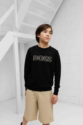 Hugo Boss 3D Logo Sweater Kids Zwart - Maat 11/12 jaar - Kleur: Zwart | Soccerfanshop