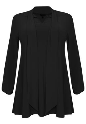 Yoek Tuniek wide bottom met strik | Zwart | Maat 50/52