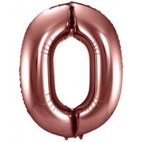 Folie ballon van cijfer 0 in het brons 86 cm   - - thumbnail