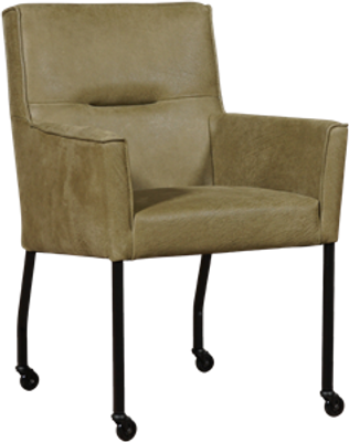 Olijfgroene leren moderne eetkamerstoel Lucky - Kenia Leer Olive (olijfgroen leer)