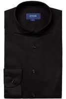 ETON Slim Fit Jersey shirt zwart, Effen