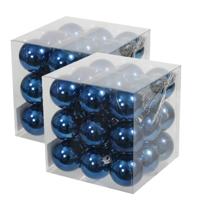 Othmar Decorations kleine kerstballen - 54x stuks - 4 cm - blauw - kunststof - onbreekbaar
