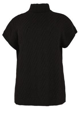 Yoek Vest mouwloos met col CABLE | Zwart | Maat 58/60