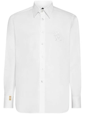 Billionaire chemise en coton à logo brodé - Blanc