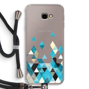 Gekleurde driehoekjes blauw: Samsung Galaxy J4 Plus Transparant Hoesje met koord