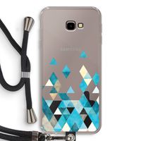 Gekleurde driehoekjes blauw: Samsung Galaxy J4 Plus Transparant Hoesje met koord