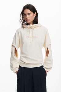 Oversized sweatshirt met splitmouwen - WHITE - L