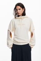 Oversized sweatshirt met splitmouwen - WHITE - M