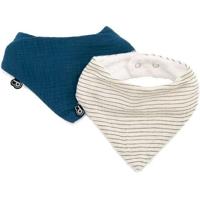 Verpakking met 2 bandana slabbetjes - DOMIVA - TU - Mousseline - Indigo strepen Verpakking met 2 bandana slabbetjes - DOMIVA - TU - Mousseline - Indigo strepen