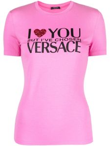 Versace t-shirt à slogan imprimé - Rose