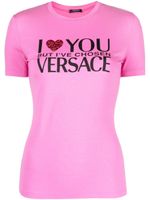 Versace t-shirt à slogan imprimé - Rose - thumbnail